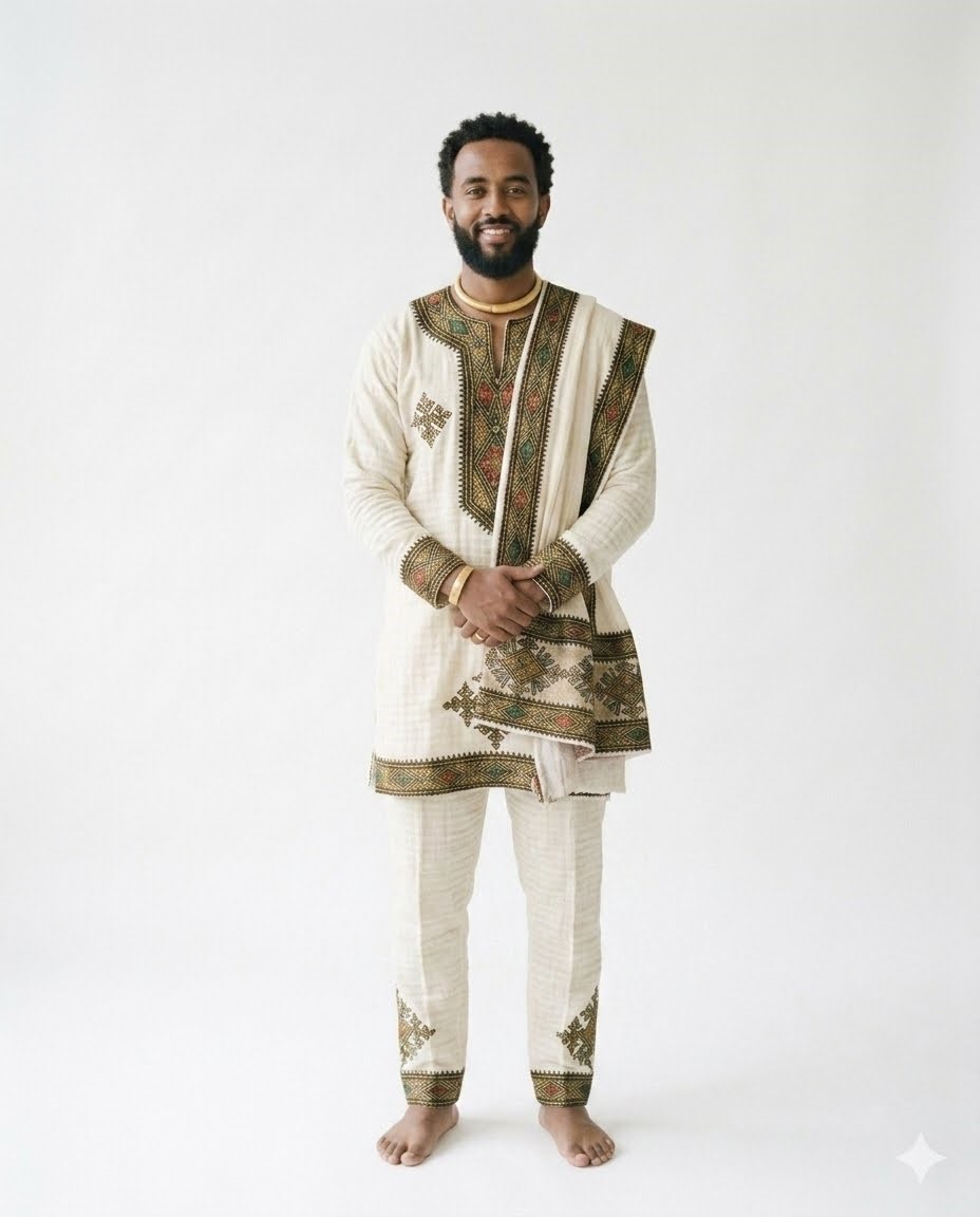 Men's Habesha Suit - Classic White